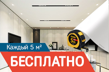 Каждый 5-ый м² потолка в подарок!
